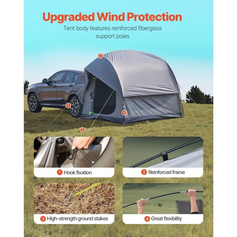 SUV-teltta kaksikerroksinen 210T Oxford PU2000mm 2400×2400 mm 5–8 hengelle