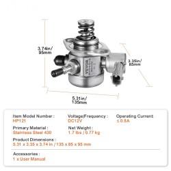 Sähköinen korkeapaineinen polttoainepumppu ruostumaton teräs 0,5 MPa 50–80 l/h