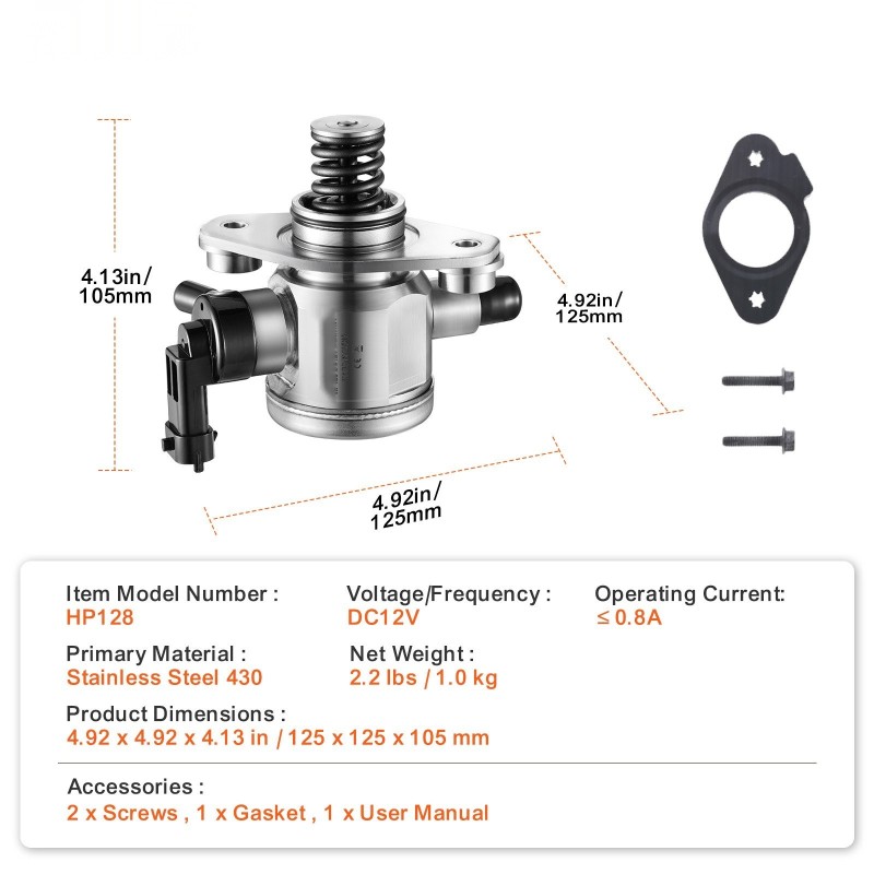 Korkeapaineinen sähköinen polttoainepumppu ruostumatonta terästä DC12V Buick Chevrolet GMC L4 2.4L 2010–2017