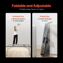 Taitettava sinkitty teräs työalusta 4-portainen korkeussäätö 400 kg kantavuus