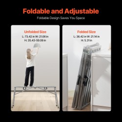 Taitettava työalusta galvanoitua terästä neljäportainen 360 kg kantavuus liukumattomat kumijalat