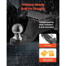 Vetokuulakoukku hiiliteräs 50 mm vastaanottimeen 3400 kg vetokyky 2 tuuman pudotus