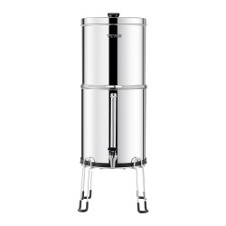 Painovoimainen pöytävesisuodatin elintarvikelaatuisesta ruostumattomasta teräksestä 14,5 litraa kaksi aktiivihiilisuodatinta