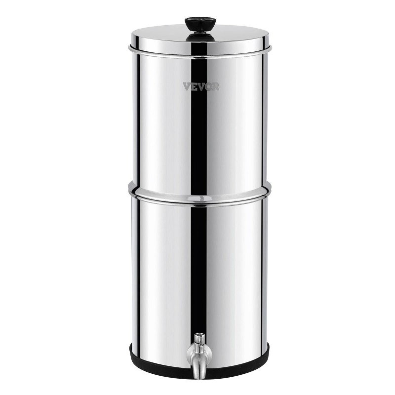 Painovoimainen vedenpuhdistin SUS304-ruostumaton teräs työtasomalli 1,5 gallonaa kaksi hiilisuodatinta