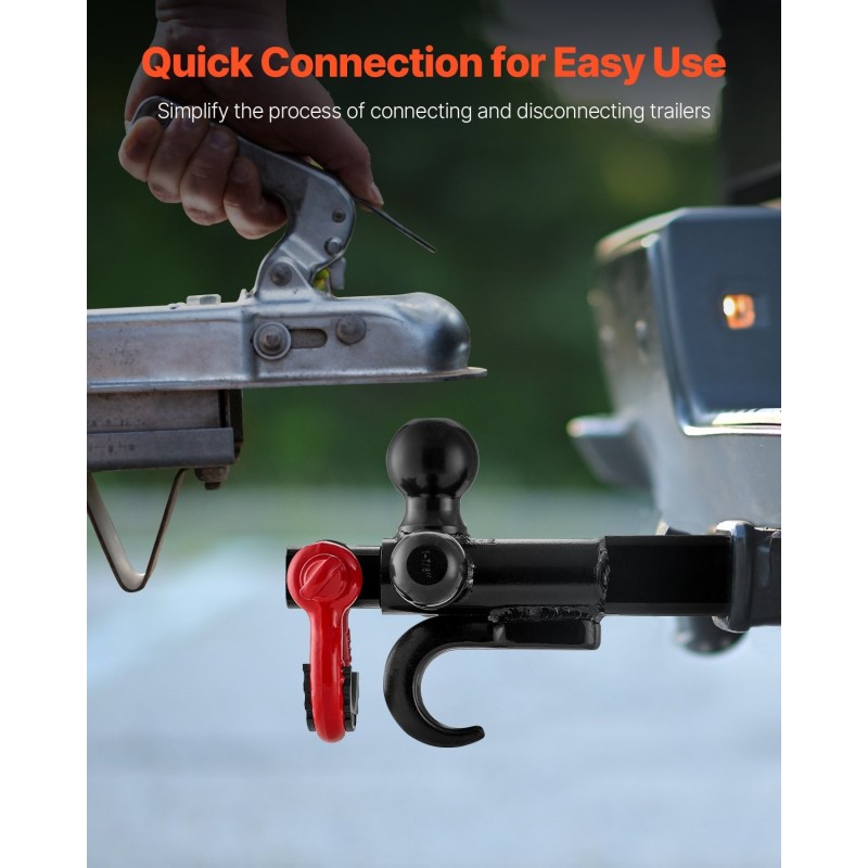 Kolmipalloinen hiiliteräksinen vetokuula D-rengas ja koukku 50 mm vastaanottimeen 19955 kg vetokapasiteetti