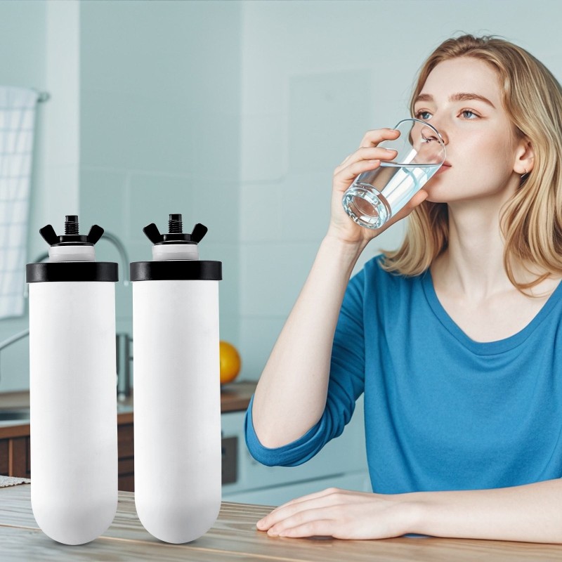 Keraamiset vaihtosuodattimet kookosperäisellä aktiivihiilellä 2 kpl 62×215 mm painovoimajärjestelmiin