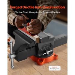 Penkkipuristin pallografiittivalurauta runko hiiliteräsleuat 203 mm leukaleveys 360 astetta kääntyvä jalusta