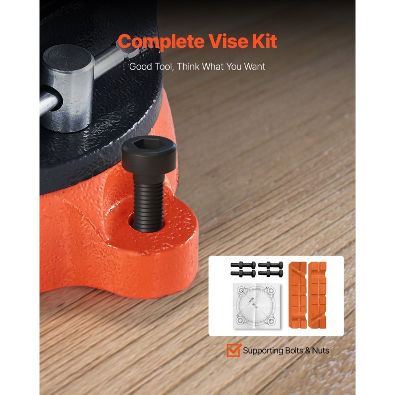 Penkkipuristin pallografiittivalurauta runko hiiliteräsleuat 203 mm leukaleveys 360 astetta kääntyvä jalusta