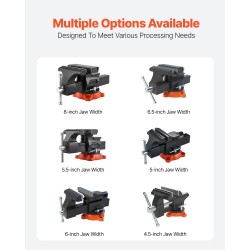 Penkkipuristin pallografiittivalurauta runko hiiliteräsleuat 203 mm leukaleveys 360 astetta kääntyvä jalusta