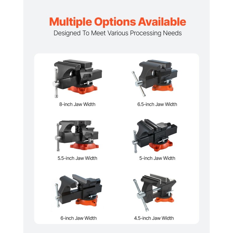 Penkkipuristin pallografiittivalurauta runko hiiliteräsleuat 203 mm leukaleveys 360 astetta kääntyvä jalusta