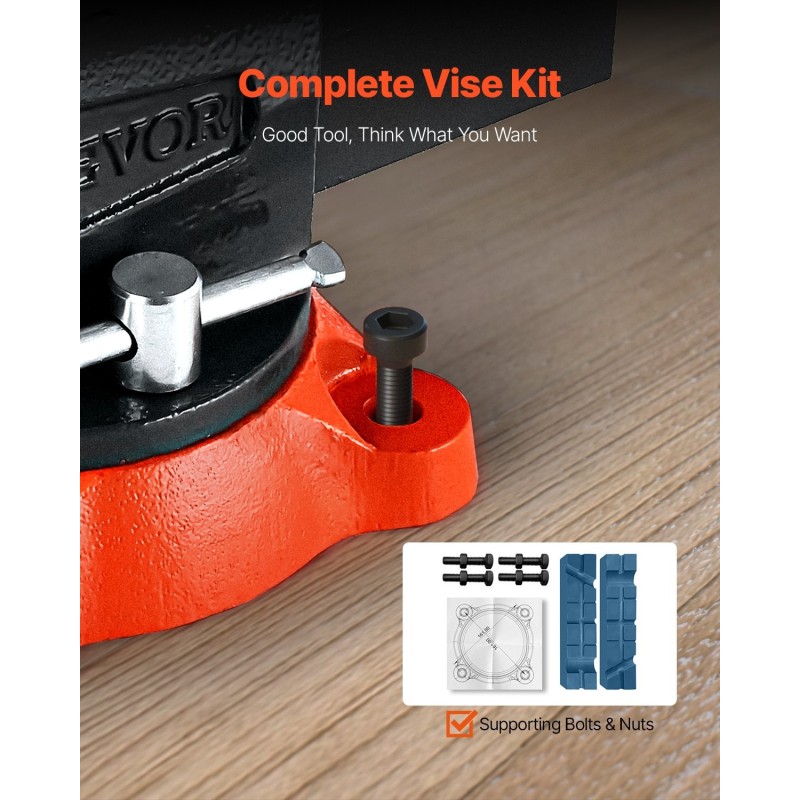 Penkkipuristin 140 mm leukaleveys 360 asteen kääntyvä jalusta sitkeä valurauta kahdensuuntaiset leuat