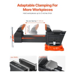 Penkkipuristin pallografiittivalurauta 127 mm leukaleveys 71 mm leukasyvyys 360 asteen kääntyvä jalusta