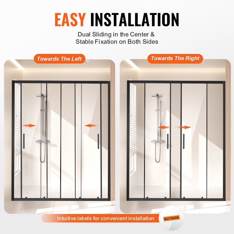 Suihkuovi puolikehyksetön 6 mm karkaistu lasi 1469–1499 x 1778 mm musta teräsvetimet