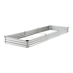 Metallinen kohopenkki 360 x 120 x 27 cm avopohjainen vihanneksille ja kukille