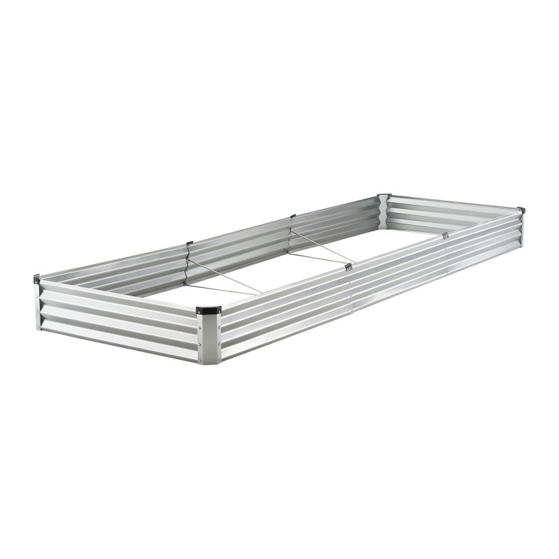 Metallinen kohopenkki 360 x 120 x 27 cm avopohjainen vihanneksille ja kukille