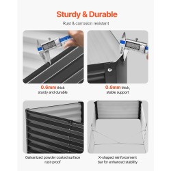 Korotettu kasvilava aluzink-pinnoitettu 1800 x 900 x 600 mm avopohjalla puutarhaan