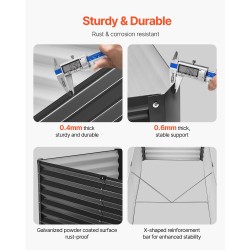 Metallinen korotettu viljelylaatikko alu-sinkkipinnoitettu 1800 x 895 x 600 mm avoin pohja