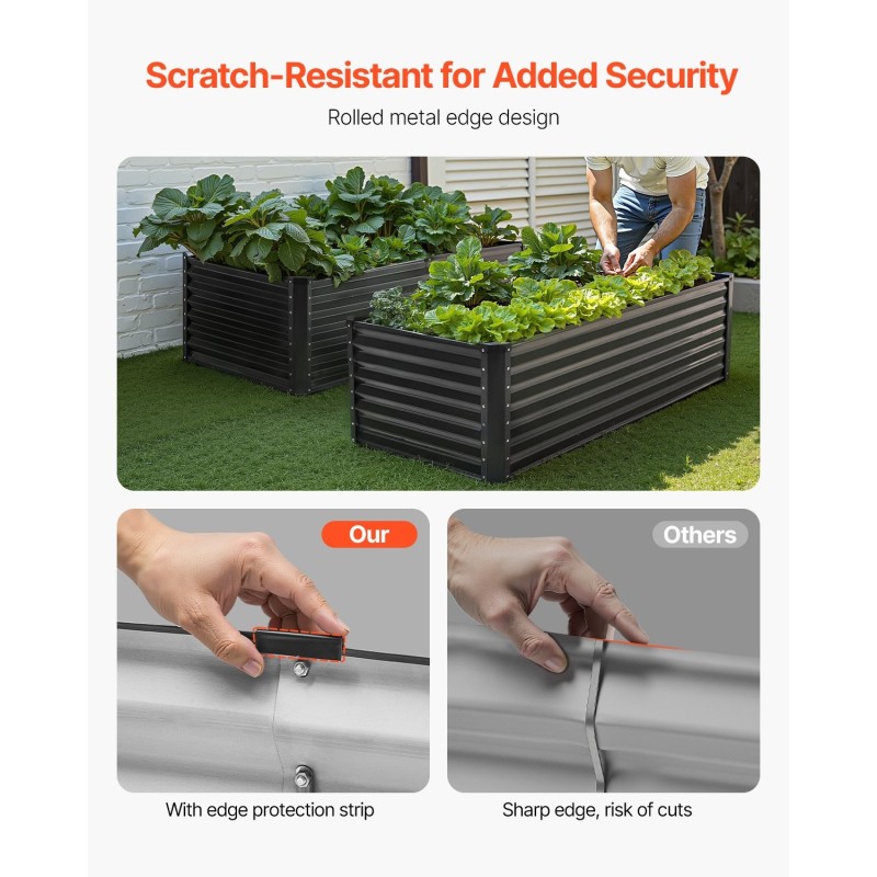 Metallinen korotettu viljelylaatikko alu-sinkkipinnoitettu 1800 x 895 x 600 mm avoin pohja