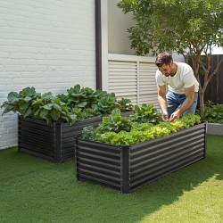 Metallinen korotettu viljelylaatikko alu-sinkkipinnoitettu 1800 x 895 x 600 mm avoin pohja