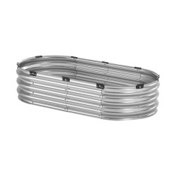 Korotettu kasvatuslaatikko aluzinkkipinnoitettu 1195x585x270 mm avoin pohja hopea