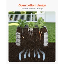 Korotettu kasvatuslaatikko aluzinkkipinnoitettu 1195x585x270 mm avoin pohja hopea