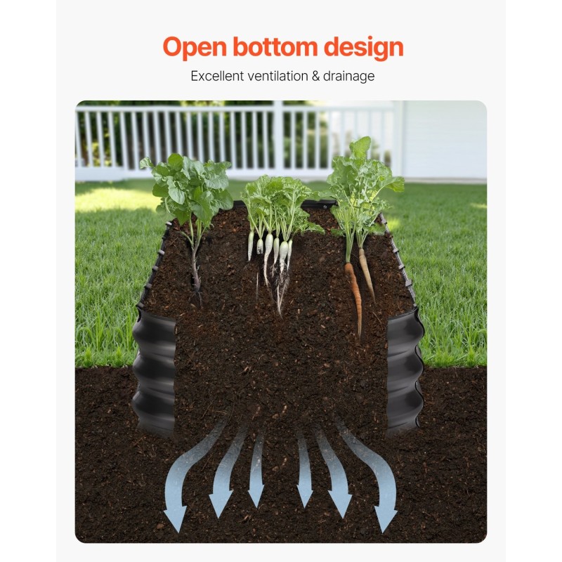 Metallinen korotettu kasvatuslaatikko aluzinkkipinnoitettu teräspaneeli 2390×600×270 mm avopohja tummanharmaa