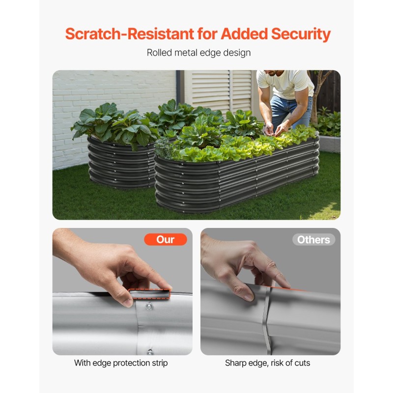 Metallinen korotettu viljelylaatikko sinkitty alumiinipaneeli 1190x595x420 mm avoin pohja tummanharmaa vihanneksille