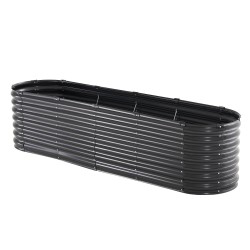 Metallinen korotettu viljelylaatikko aluzink pinnoitettu 2400x600x560 mm avopohjainen tummanharmaa