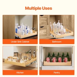 Ulosvedettävä koivupuinen puulaatikko 20x21 tuumaa pehmeästi sulkeutuva pohjakiinnitys ja sivukiinnitys