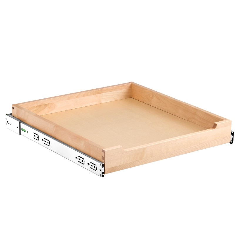 Ulosvedettävä koivupuinen puulaatikko 20x21 tuumaa pehmeästi sulkeutuva pohjakiinnitys ja sivukiinnitys