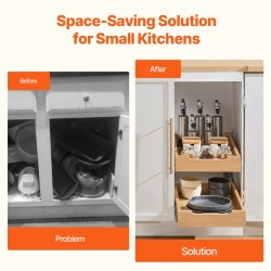 Kaksitasoinen ulosvedettävä koivupuinen laatikko 315 x 533 x 76 mm keittiökaappiin