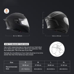 Täyskaskoinen ABS-moottoripyöräkypärä ECE-hyväksytty koko S 55–56 cm kaksinkertainen visiiri Bluetooth-valmius