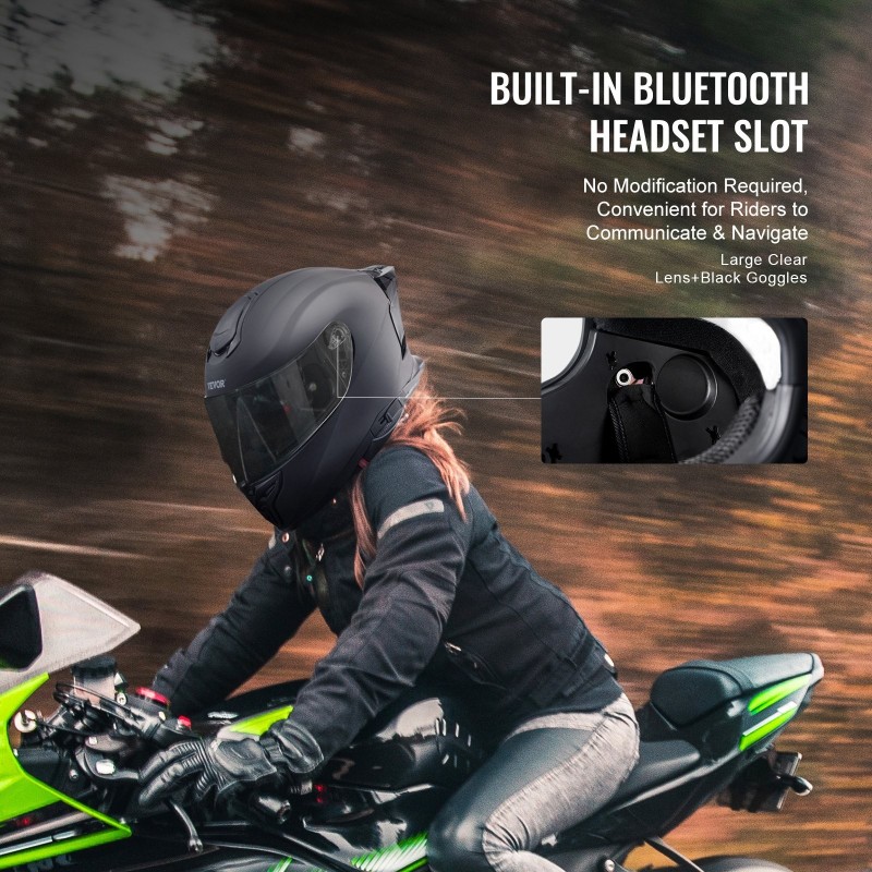Täyskaskoinen ABS-moottoripyöräkypärä ECE-hyväksytty koko S 55–56 cm kaksinkertainen visiiri Bluetooth-valmius
