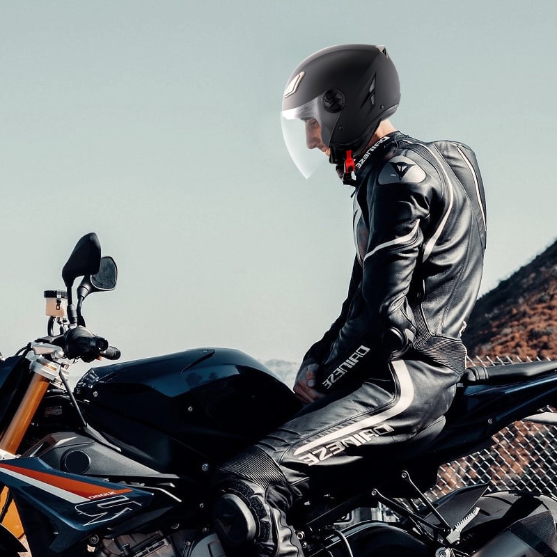 Moottoripyöräkypärä 3/4-kasvoinen ECE-hyväksytty koko M 57–58 cm kaksinkertainen visiiri