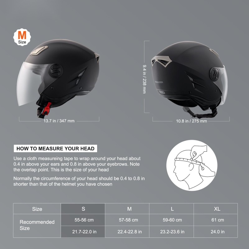 3/4-kasvojen moottoripyöräkypärä ABS-kuori koko S 55–56 cm ECE DOT Bluetooth kaksinkertainen linssi