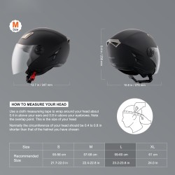 3/4-avokypärä ABS-kuori tiheä sisävuori kaksinkertainen linssi ECE-hyväksytty koko L