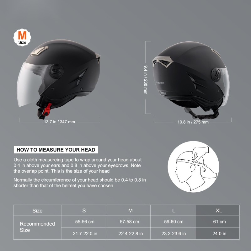 3/4-avokypärä koko XL ABS-kuori ECE-hyväksytty kaksinkertainen visiiri tiheä sisärakenne