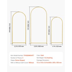 Taustateline kolmen kaaren kultasävyinen teräs 1805 millimetriä 1500 millimetriä 1205 millimetriä häihin