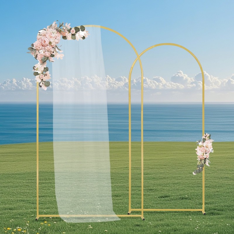Kaaritaustatelineet teräsrunko kullanväriset 2 kpl 220 cm ja 180,5 cm häihin