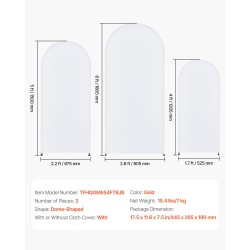 Kupolimainen taustateline 3-osainen teräsrunko kultainen mukana harso helppo koota