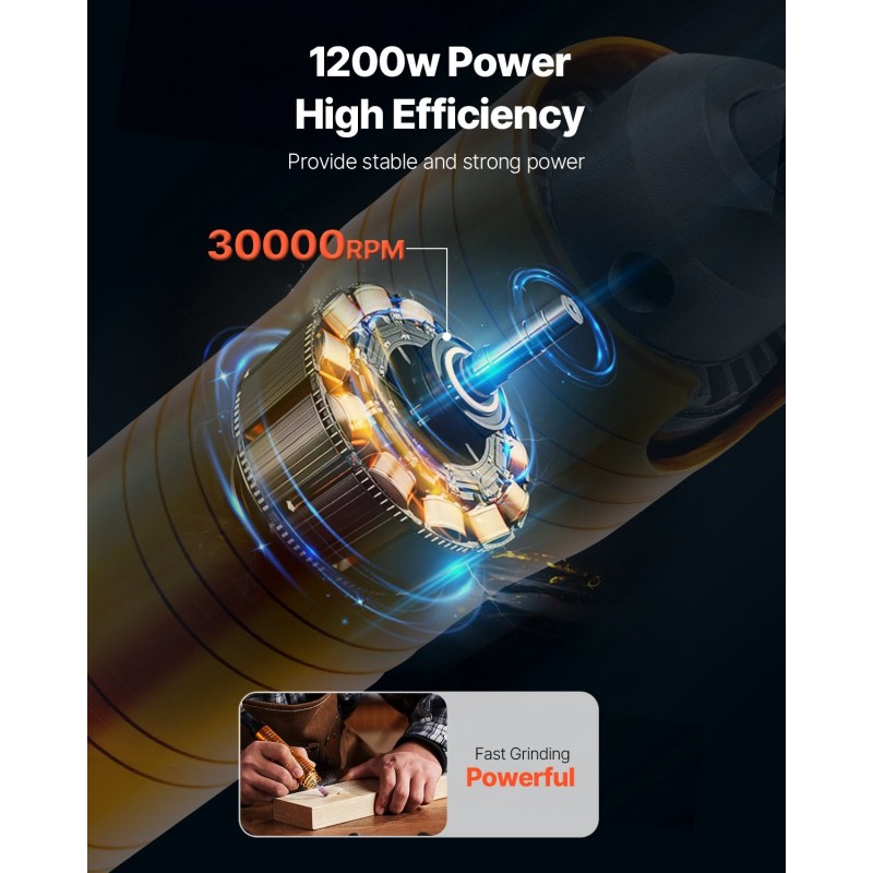 Joustava hiomakone 1200W kuparimoottorilla joustavalla akselilla 31 tarviketta jalkapoljin