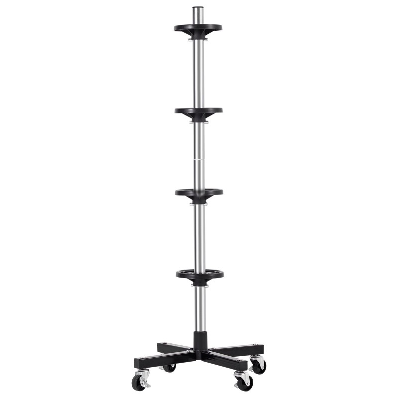 Teräksinen renkaiden säilytysteline pyörillä 4 renkaalle enintään 225 mm kantavuus 100 kg