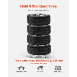 Pystymallinen teräsrengasteline neljälle renkaalle enintään 225 mm leveille 100 kg kantavuus