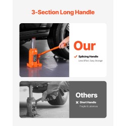 Hydraulinen pullotunkki hitsattu teräsrunko 30 t 285–475 mm 3-osainen vipu