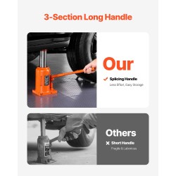 Hydraulinen pullotunkki 50 tonnia hitsattu teräsrunko 280–440 mm nostoalue kolmiosainen pitkä käyttövarsi