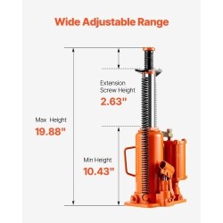 Hydraulinen pullotunkki paineilma avusteinen 12 t teräs 265–505 mm ajoneuvoille