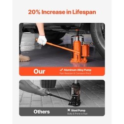 Hydraulinen pullotunkki paineilma avusteinen 12 t teräs 265–505 mm ajoneuvoille