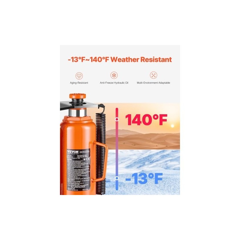 Hydraulinen pullotunkki paineilma avusteinen 12 t teräs 265–505 mm ajoneuvoille