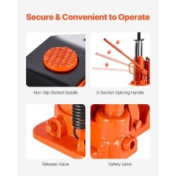 Hydraulinen pullotunkki paineilma avusteinen 12 t teräs 265–505 mm ajoneuvoille