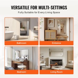 Seinään asennettava meikkipeili 1219 x 762 mm alumiinikehyksellä z-muotoisella kiinnikkeellä